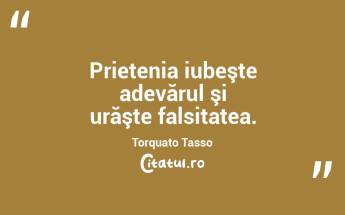Prietenia iubeşte adevărul şi urăşte falsitatea. Torquato Tasso...