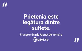 Prietenia este legătura dintre suflete. François-Marie Arouet de Voltaire...