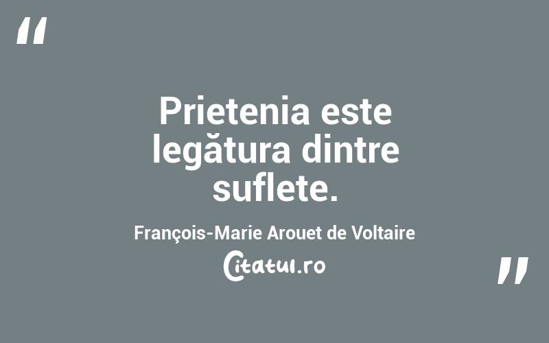 Prietenia este legătura dintre suflete. François-Marie Arouet de Voltaire
