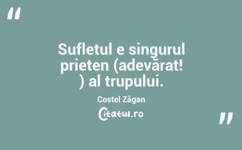 Sufletul e singurul prieten (adevărat! ) al trupului. Costel Zăgan...
