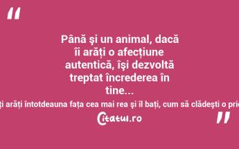 Până şi un animal, dacă îi arăţi o afecţiune autentică, îşi dezvoltă treptat încrederea în tine... Dacă îţi arăţi întotdeauna faţa cea mai rea şi îl baţi, cum să clădeşti o prietenie?  ...