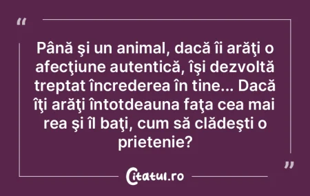 Până şi un animal, dacă îi arăţi ...