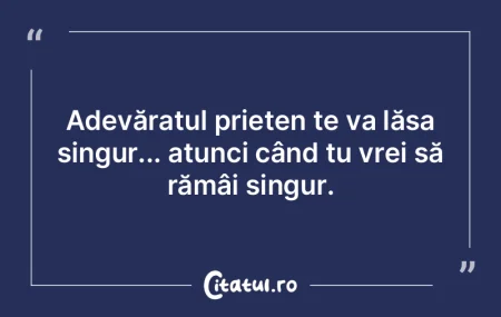 Adevăratul prieten te va lăsa singur.....