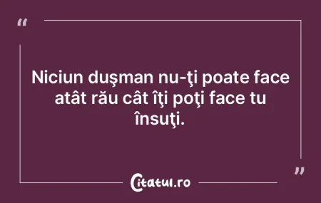 Niciun duşman nu-ţi poate face atât r...