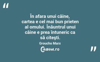 În afara unui câine, cartea e cel mai bun prieten al omului. Înăuntrul unui câine e prea întuneric ca să citeşti. Groucho Marx...