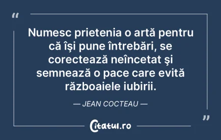 Numesc prietenia o artă pentru că îş...