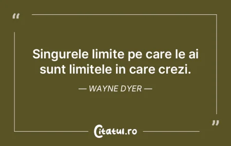 Singurele limite pe care le ai sunt limi...