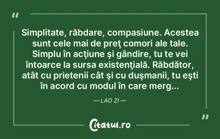 Simplitate, răbdare, compasiune. Aceste...