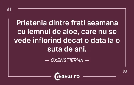 Prietenia dintre frati seamana cu lemnul...