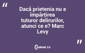 Dacă prietenia nu e împărţirea tuturor delirurilor, atunci ce e? Marc Levy...