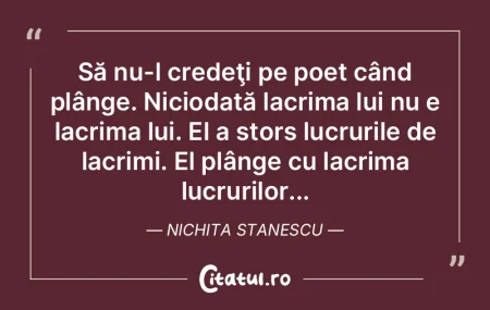  Să nu-l credeţi pe poet când plânge...