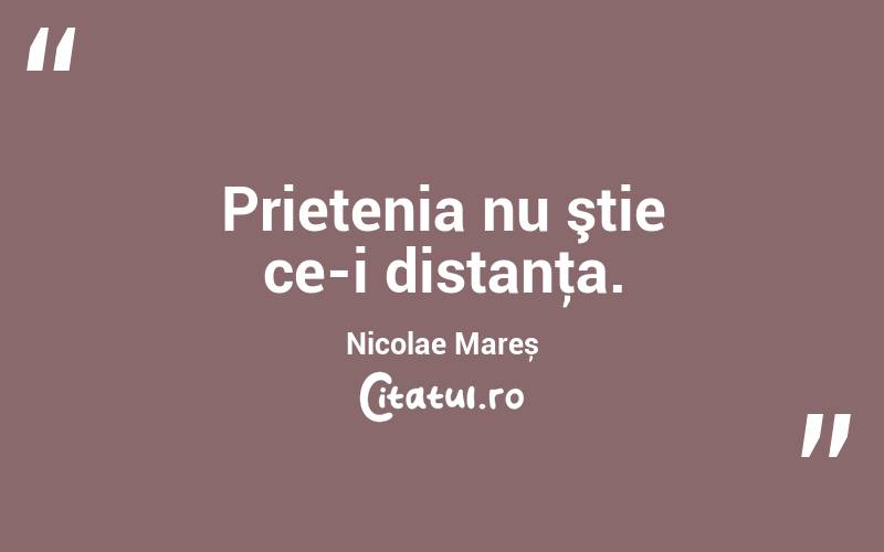 Prietenia nu ştie ce-i distanţa. Nicolae Mareș
