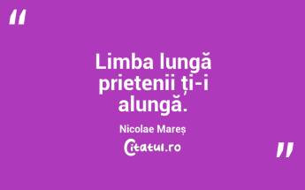 Limba lungă prietenii ţi-i alungă. Nicolae Mareș...