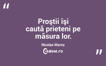 Proştii îşi caută prieteni pe măsura lor. Nicolae Mareș...