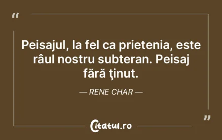 Peisajul, la fel ca prietenia, este râu...