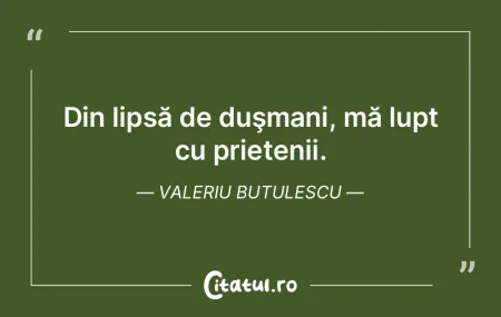 Din lipsă de duşmani, mă lupt cu prie...