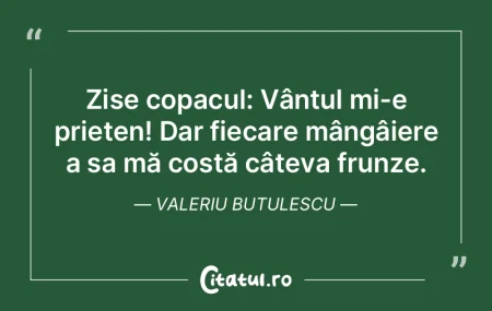 Zise copacul: Vântul mi-e prieten! Dar ...