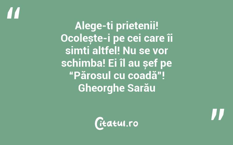 Alege-ți prietenii! Ocolește-i pe cei care îi simți altfel! Nu se vor schimba! Ei îl au șef pe “Părosul cu coadă”! Gheorghe Sarău
