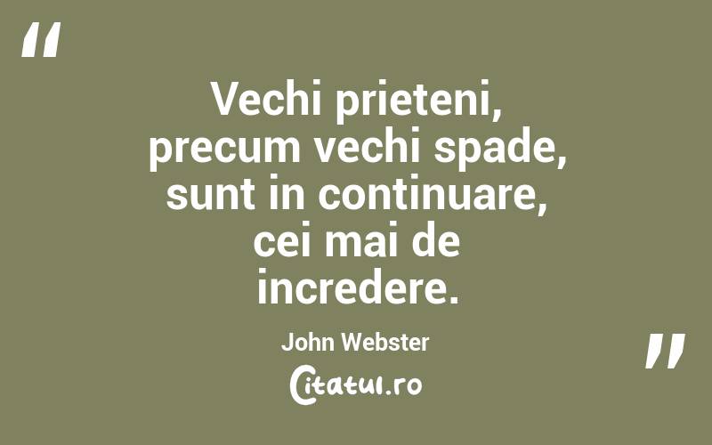 Vechi prieteni, precum vechi spade, sunt in continuare, cei mai de incredere. John Webster
