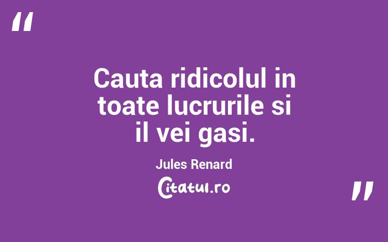Cauta ridicolul in toate lucrurile si il vei gasi. Jules Renard

