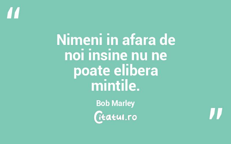 Nimeni in afara de noi insine nu ne poate elibera mintile. Bob Marley