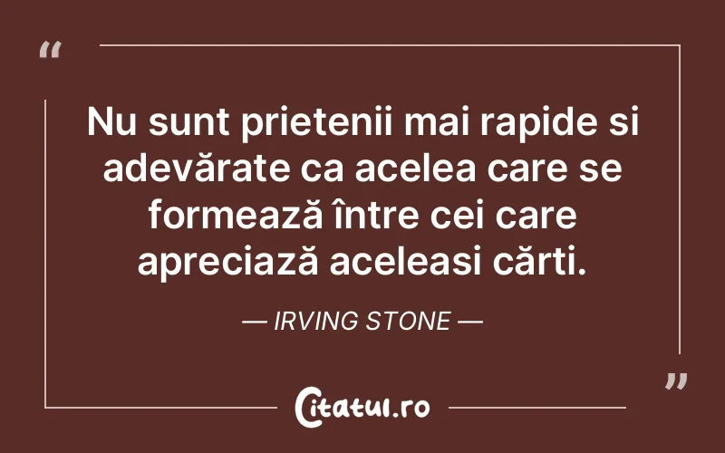 Citat Irving Stone - citate prietenie