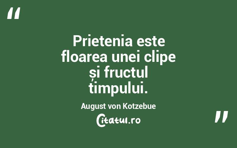 Prietenia este floarea unei clipe și fructul timpului. August von Kotzebue