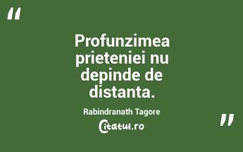 Profunzimea prieteniei nu depinde de distanta. Rabindranath Tagore...