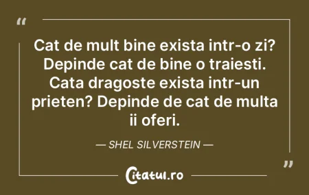 Cat de mult bine exista intr-o zi? Depin...