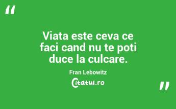 Viata este ceva ce faci cand nu te poti duce la culcare. Fran Lebowitz...