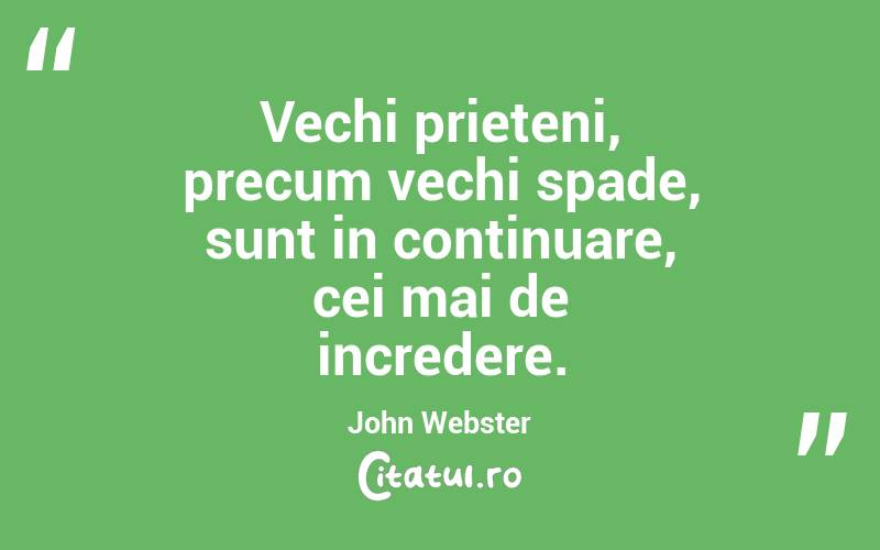 Vechi prieteni, precum vechi spade, sunt in continuare, cei mai de incredere. John Webster