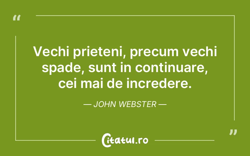 Vechi prieteni, precum vechi spade, sunt in continuare, cei mai de incredere. John Webster