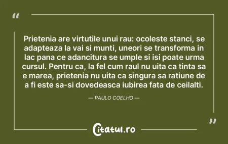 Prietenia are virtutile unui rau: ocoles...