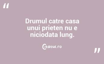 Drumul catre casa unui prieten nu e niciodata lung. ...