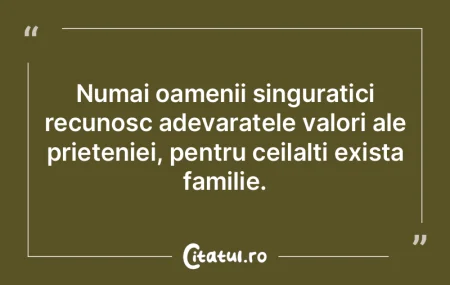 Numai oamenii singuratici recunosc adeva...