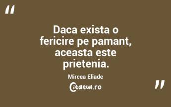 Daca exista o fericire pe pamant, aceasta este prietenia. Mircea Eliade...