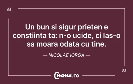 Un bun si sigur prieten e constiinta ta:...