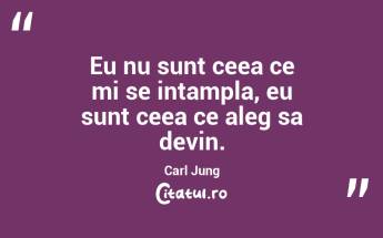 Eu nu sunt ceea ce mi se intampla, eu sunt ceea ce aleg sa devin. Carl Jung...