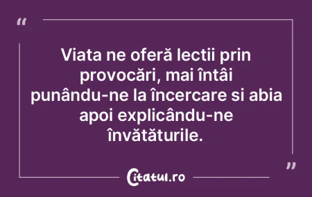 Viața ne oferă lecții prin provocări...