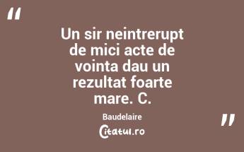 Un sir neintrerupt de mici acte de vointa dau un rezultat foarte mare. C. Baudelaire...