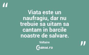 Viata este un naufragiu, dar nu trebuie sa uitam sa cantam in barcile noastre de salvare. Voltaire...