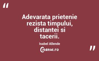 Adevarata prietenie rezista timpului, distantei si tacerii. Isabel Allende...