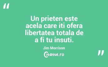 Un prieten este acela care iti ofera libertatea totala de a fi tu insuti. Jim Morrison...