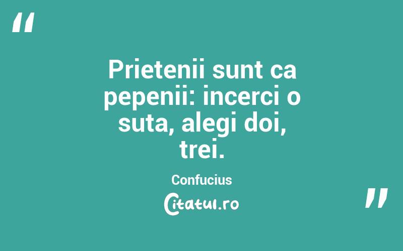 Prietenii sunt ca pepenii: incerci o suta, alegi doi, trei. Confucius