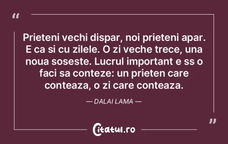 Prieteni vechi dispar, noi prieteni apar...