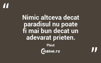Nimic altceva decat paradisul nu poate fi mai bun decat un adevarat prieten. Plaut...