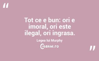 Tot ce e bun: ori e imoral, ori este ilegal, ori ingrasa. Legea lui Murphy...