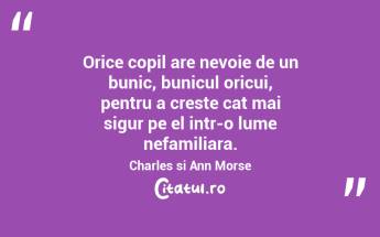 Orice copil are nevoie de un bunic, bunicul oricui, pentru a creste cat mai sigur pe el intr-o lume nefamiliara. Charles si Ann Morse...
