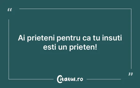 Ai prieteni pentru ca tu insuti esti un ...
