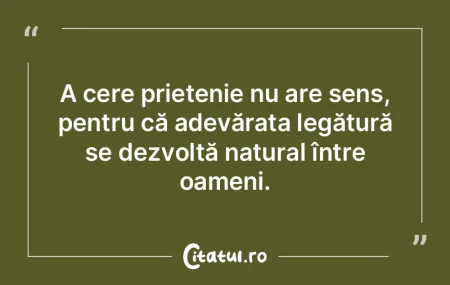 A cere prietenie nu are sens, pentru că...